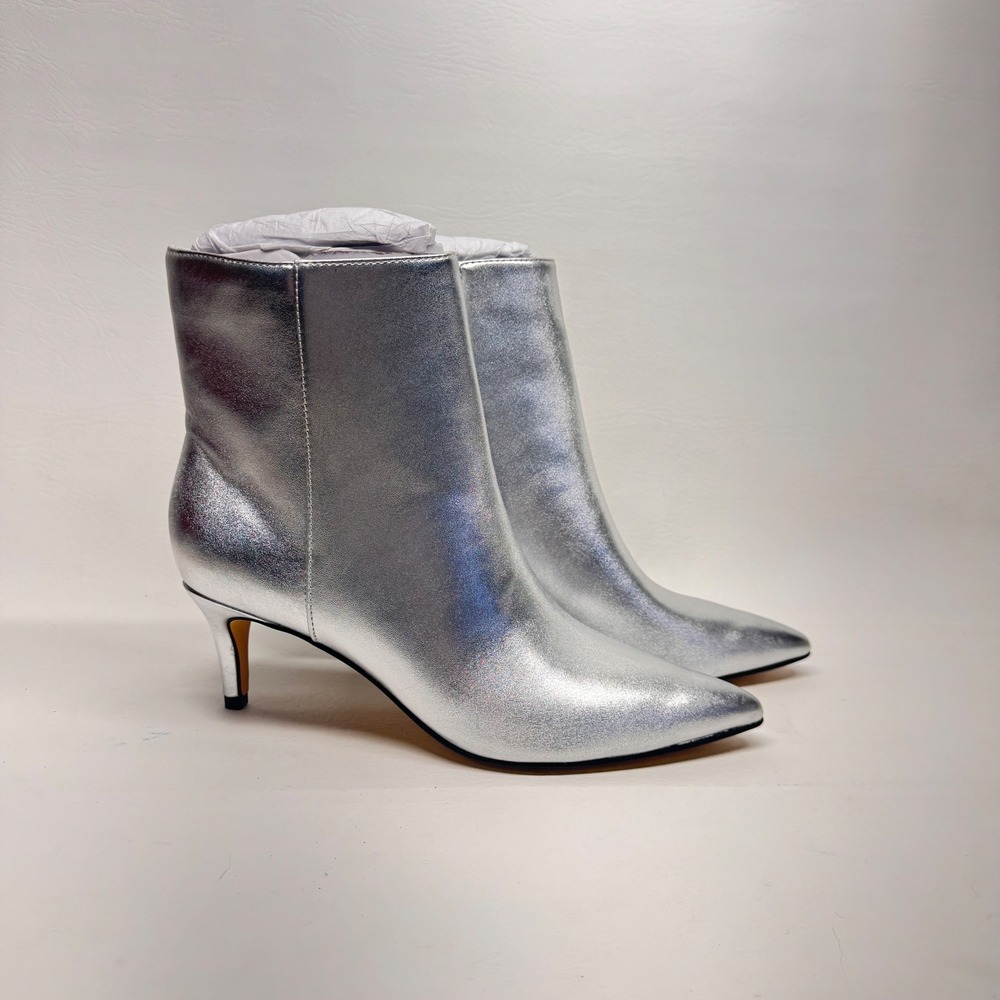 Marc Fisher Silver Pointed-Toe Ankle Boots